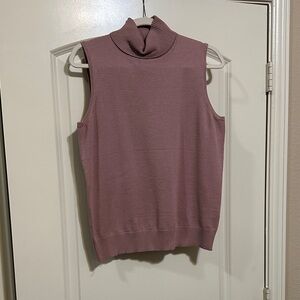 Cable & Gauge Pink Sleeveless Cashmere Blend Turtleneck Sweater